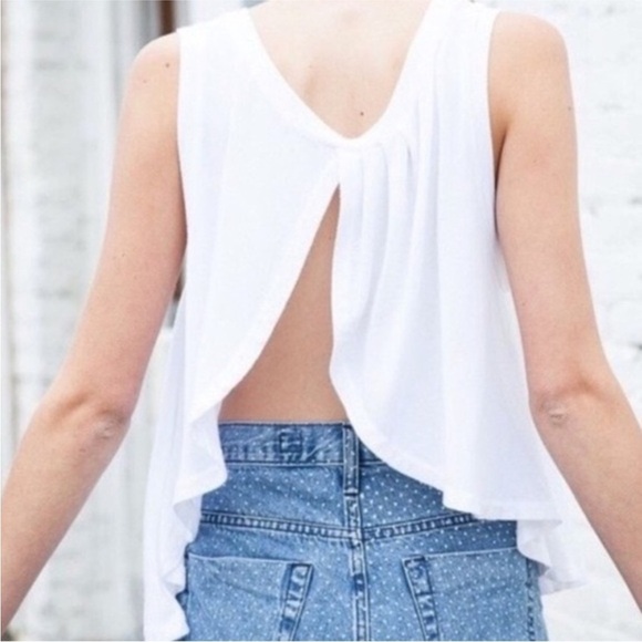 Brandy Melville White Open Back Tee Sleeveless One Size - Picture 3 of 9